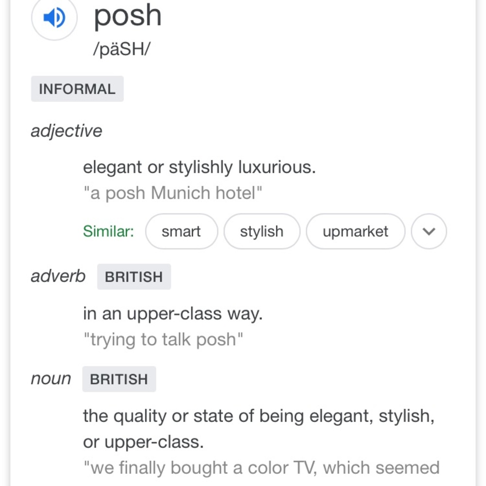 Posh definition is not Thrift or Dollar Store